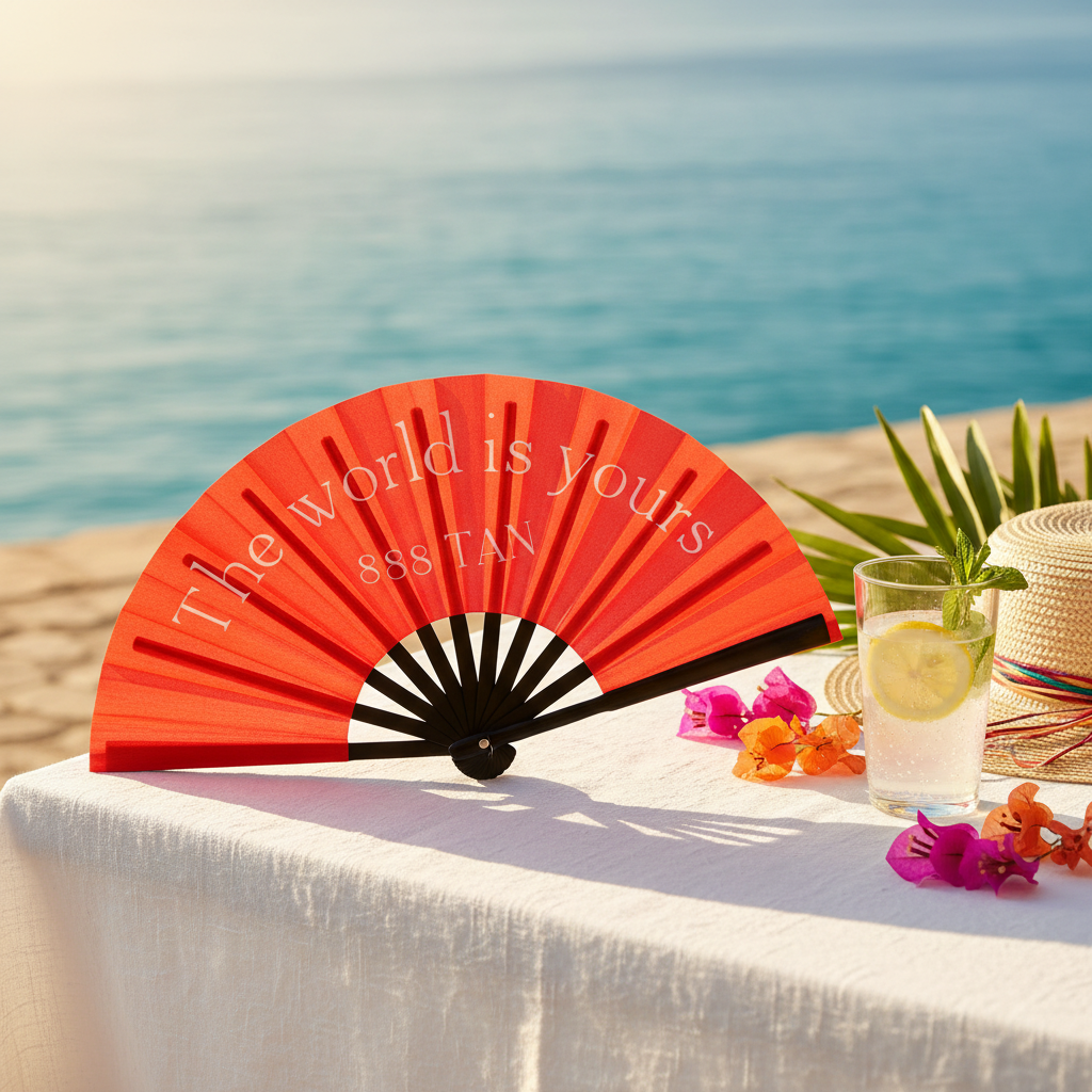 888 Hand Fan in elegant summer setting
