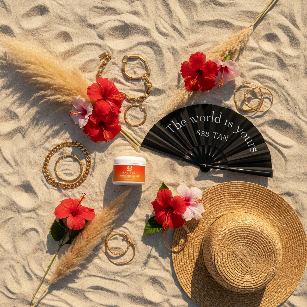 888 TAN & Fan Sand Flat Lay